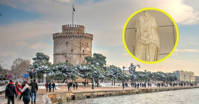 una estatua griega de 2.000 años aparece abandonada junto a la basura en Tesalónica