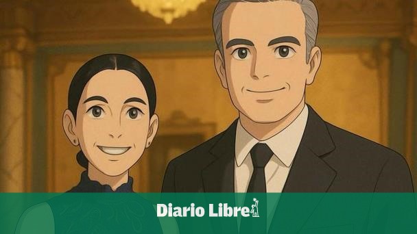 Abinader y Raquel en tendencia de fotos al estilo del Studio Ghibli