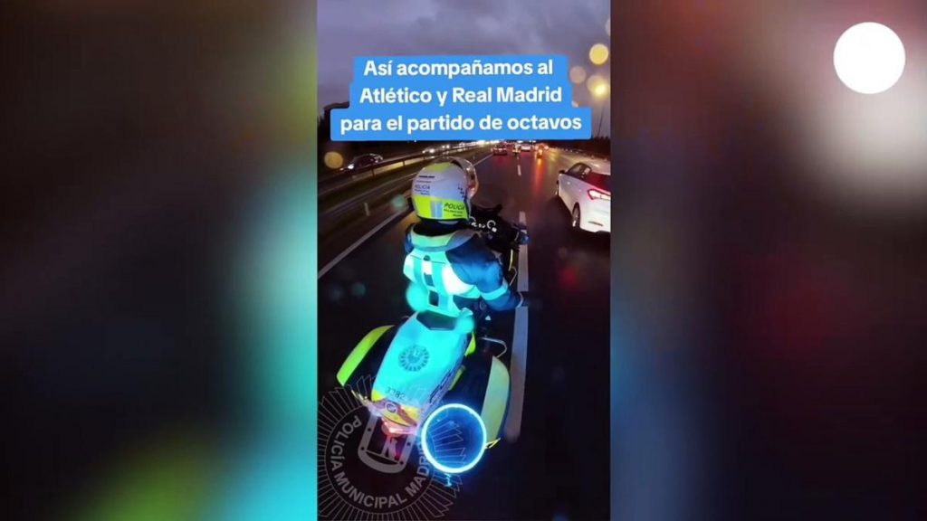 Atascos, bengalas, humo... la Policía publica el vídeo escoltando a Madrid y Atleti en el 'Euroderbi'
