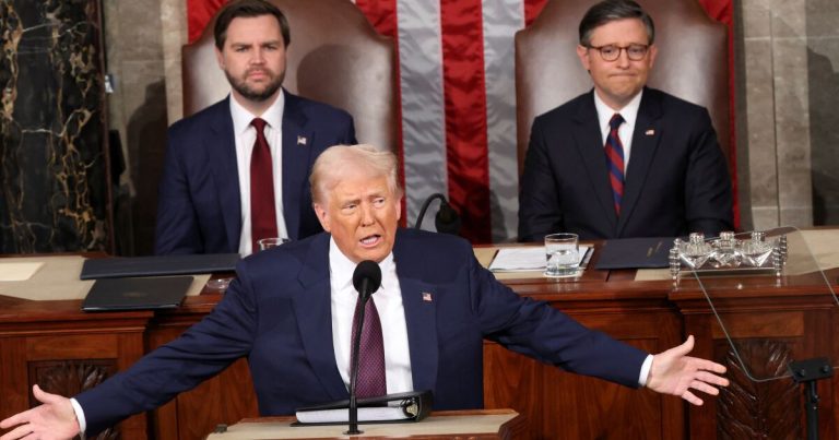 Donald Trump presume sus aranceles en su primer discurso al Congreso